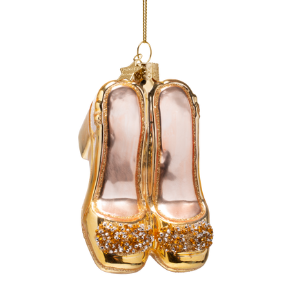 Ornamentglas, glänzend goldfarben, Slingback-Absatz, Höhe 10 cm