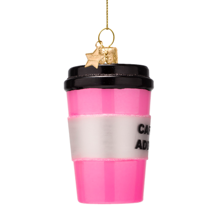 Dekorativer rosa Kaffeebecher aus Glas, Höhe 11 cm