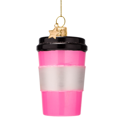 Dekorativer rosa Kaffeebecher aus Glas, Höhe 11 cm