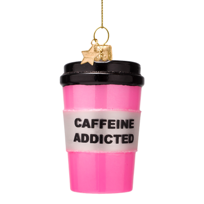 Dekorativer rosa Kaffeebecher aus Glas, Höhe 11 cm