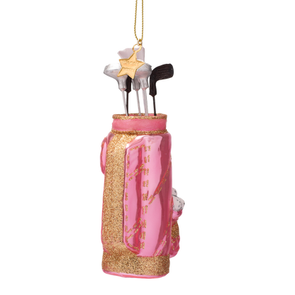 Dekorative Golftasche aus opalrosa Glas, Höhe 13 cm