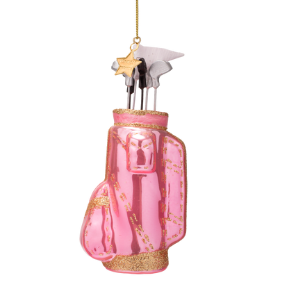 Dekorative Golftasche aus opalrosa Glas, Höhe 13 cm