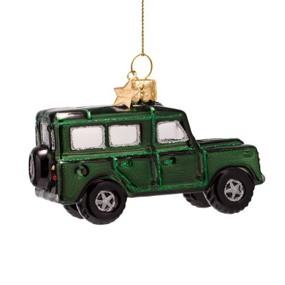 Ornament glass night green SUV car H6cm