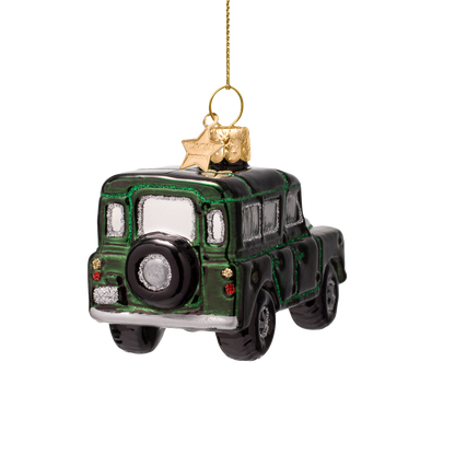 Ornament glass night green SUV car H6cm