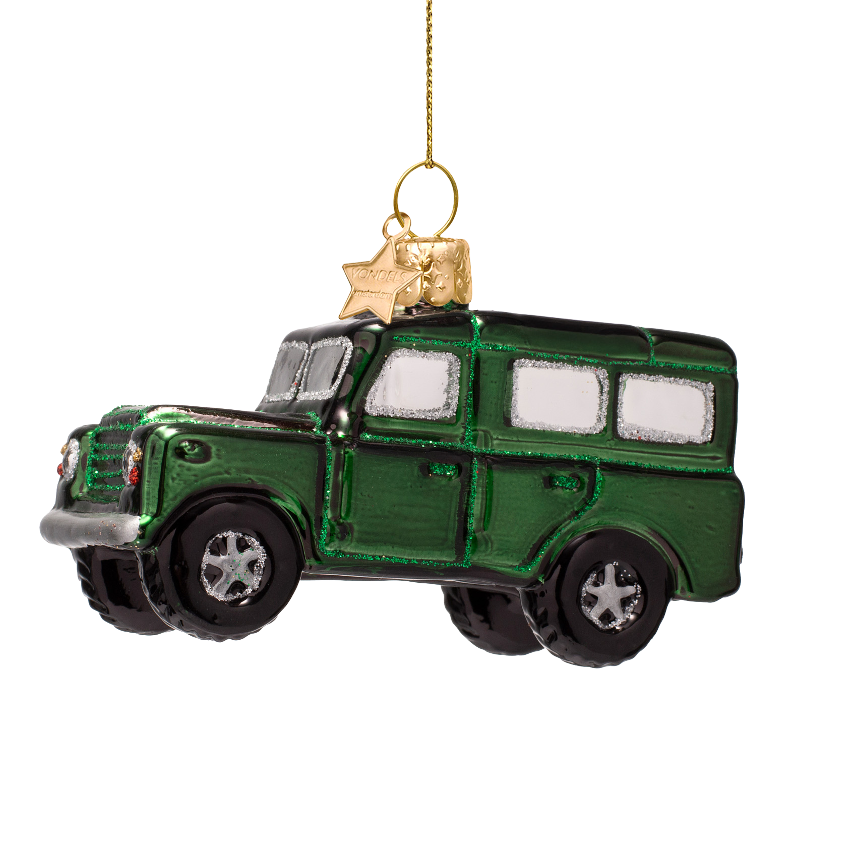 Ornament glass night green SUV car H6cm