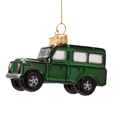 Ornament glass night green SUV car H6cm