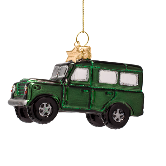Ornament glass night green SUV car H6cm