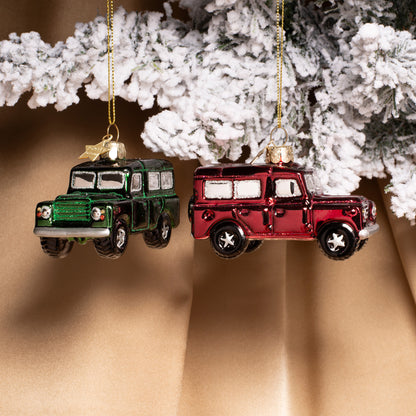 Ornament glass night green SUV car H6cm
