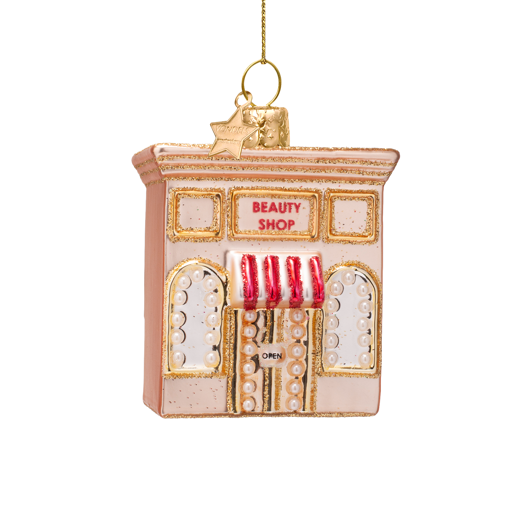 Ornament glass multicolor beauty shop H8cm