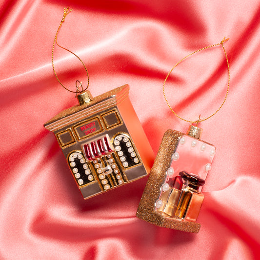 Ornament glass multicolor beauty shop H8cm