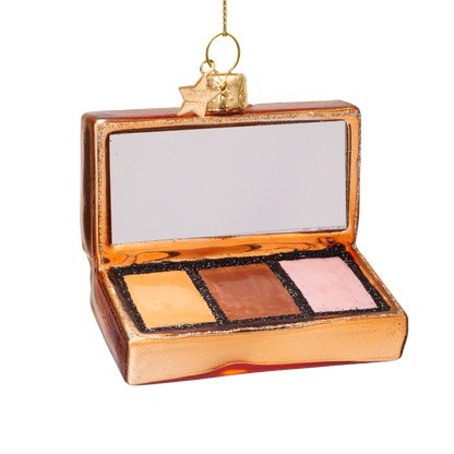 Ornamentale, glänzende Make-up-Palette aus Kupferglas, H 8 cm