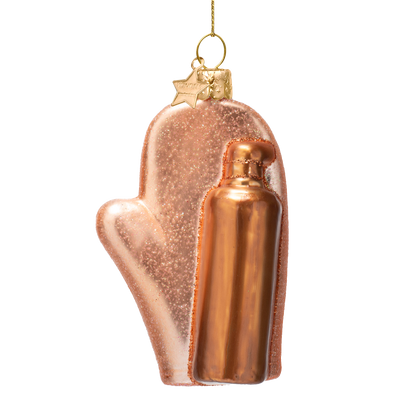 Ornamentglas, matt pfirsichfarbener Selbstbräunungsschaum mit Handschuh, H 12 cm