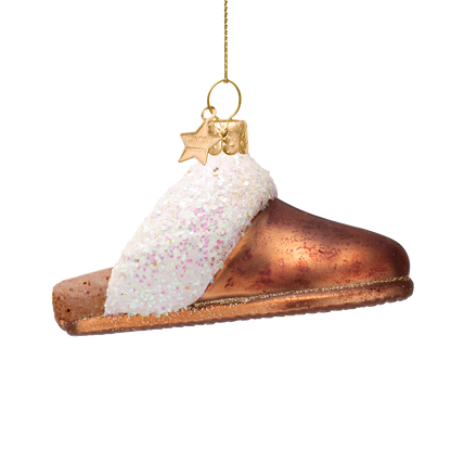 Ornament glass brown suede slippers H5.5cm