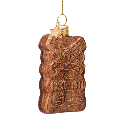 Ornament glass Dutch speculaas koekje H9cm