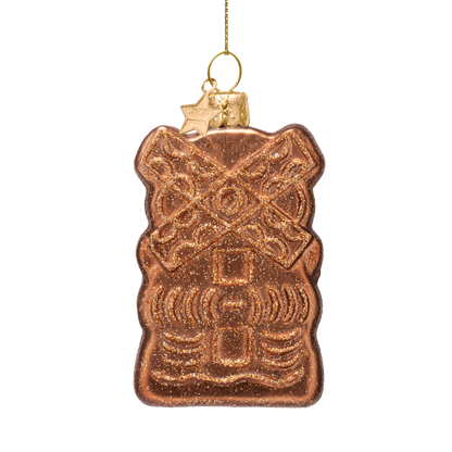 Ornament glass Dutch speculaas koekje H9cm