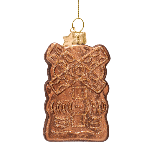 Ornament glass Dutch speculaas koekje H9cm