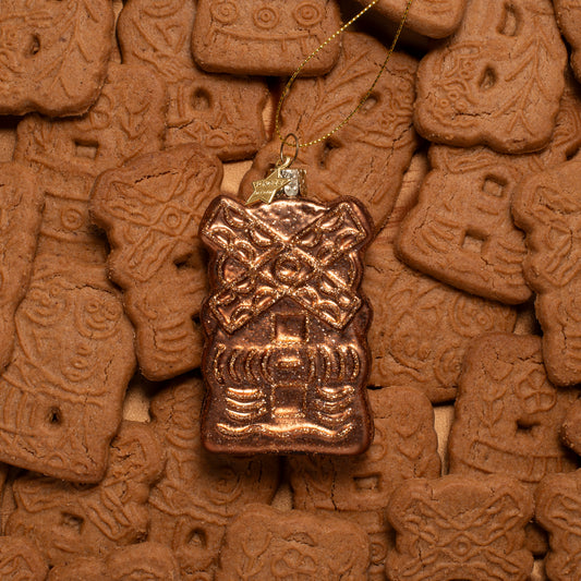 Ornament glass Dutch speculaas koekje H9cm