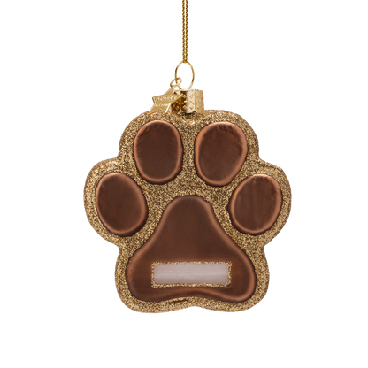 Ornament aus Glas, braune Hundepfote, H8cm