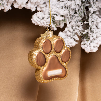 Ornament aus Glas, braune Hundepfote, H8cm