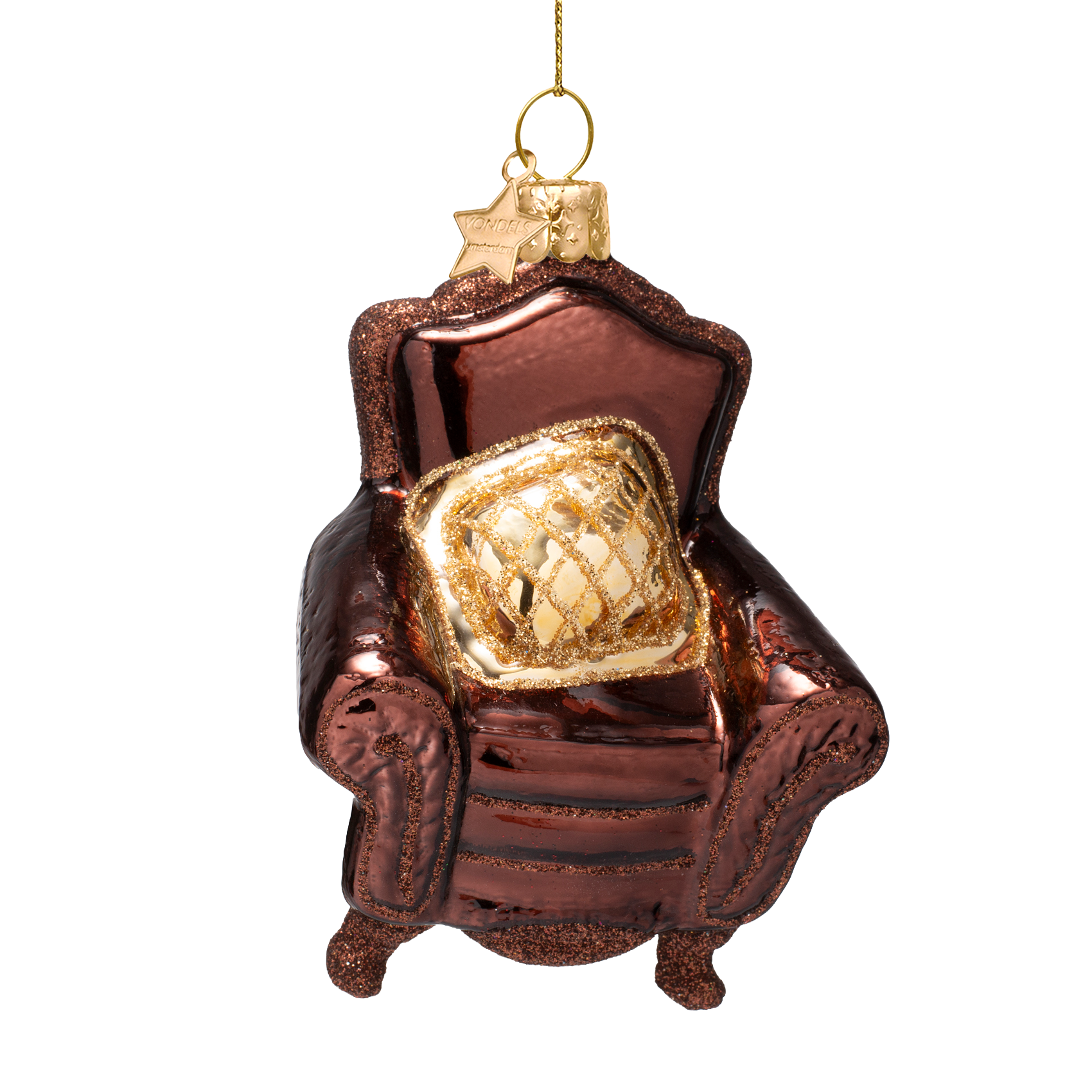 Ornament glass opal dark brown chair H9.5cm