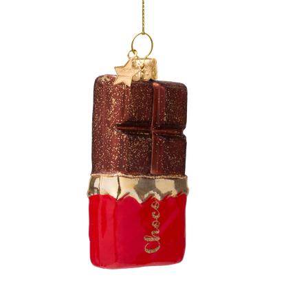 Ornament aus Glas, dunkelbraune Schokoladentafel, Höhe 9 cm