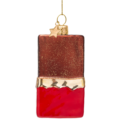 Ornament aus Glas, dunkelbraune Schokoladentafel, Höhe 9 cm