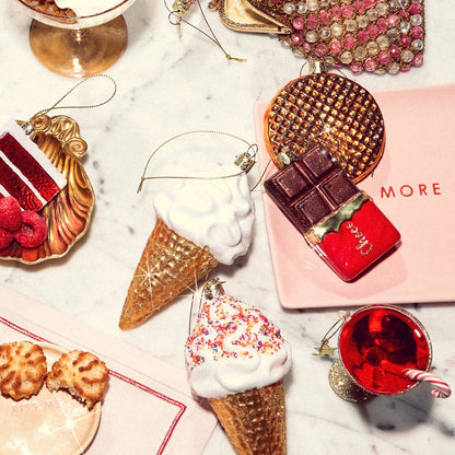 Ornament aus Glas, dunkelbraune Schokoladentafel, Höhe 9 cm