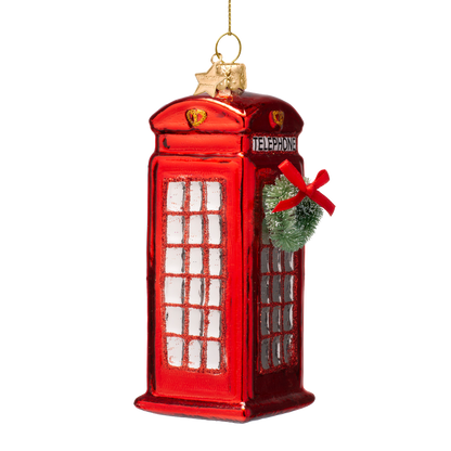 Dekorative Telefonzelle aus Opalglas, rot, Höhe 12 cm