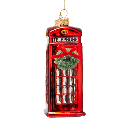 Dekorative Telefonzelle aus Opalglas, rot, Höhe 12 cm