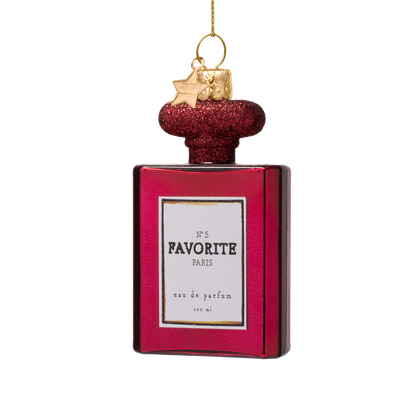 Ornamentales Parfümglas, burgunderrot mit Glitzer, H 10 cm