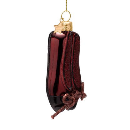 Ornament glass burgundy ballet shoes H8.5cm