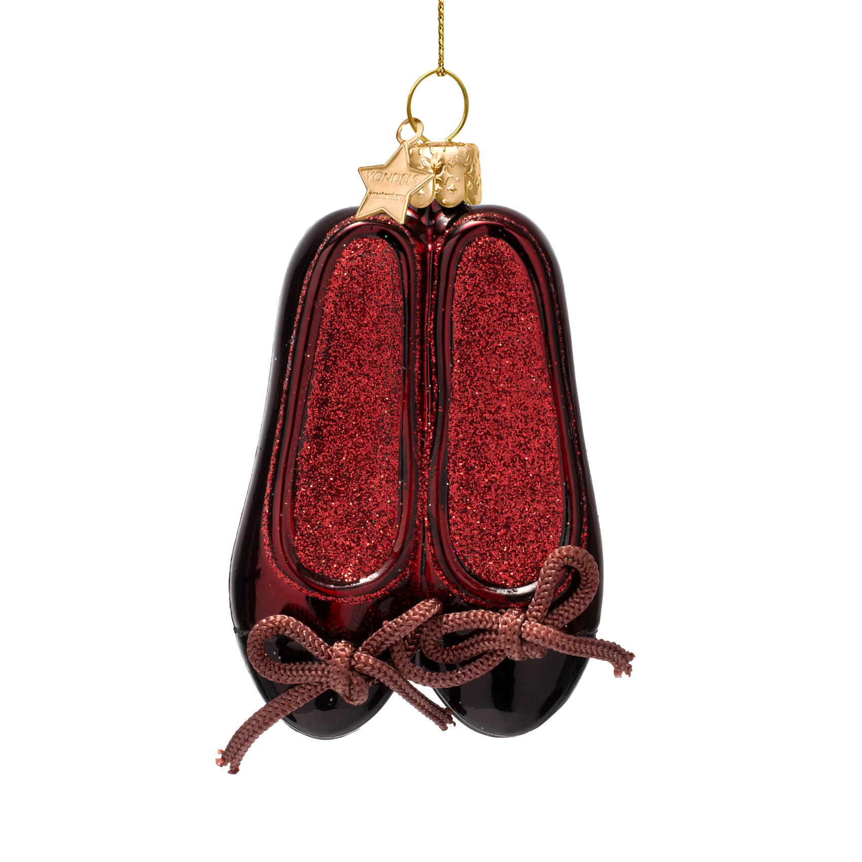 Ornament glass burgundy ballet shoes H8.5cm