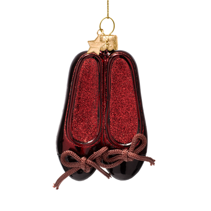 Ornament glass burgundy ballet shoes H8.5cm