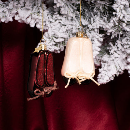 Ornament glass burgundy ballet shoes H8.5cm