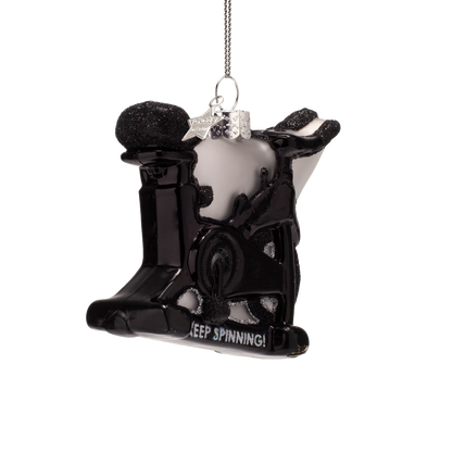 Schwarzes, drehbares Fahrrad aus Glas, H8cm