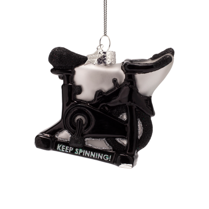 Schwarzes, drehbares Fahrrad aus Glas, H8cm