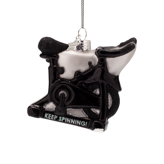 Ornament glass black spinning bike H8cm