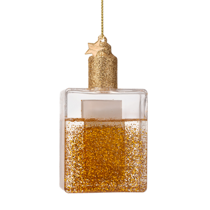 Ornament glass body oil w/glitters H10cm