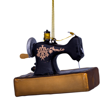Vintage-Nähmaschine aus Ornamentglas, Höhe 6 cm