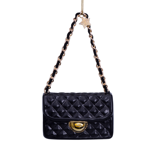 Ornament glass black fashion bag H5.5cm