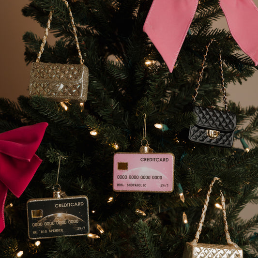 Ornament glass black fashion bag H5.5cm