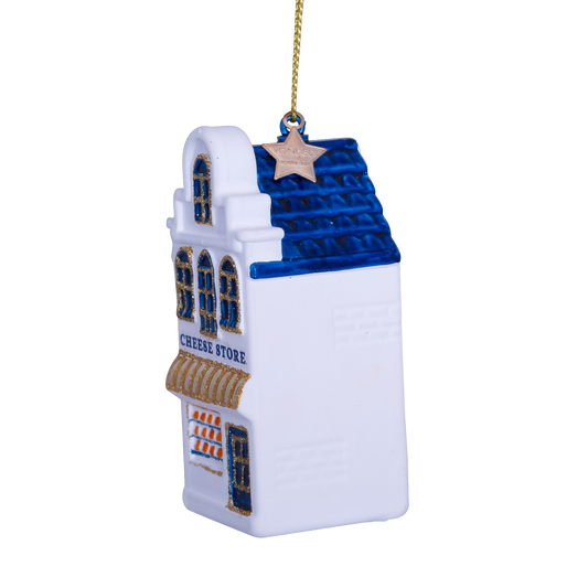 Ornament glass white canal house cheese store H8.5cm w/box