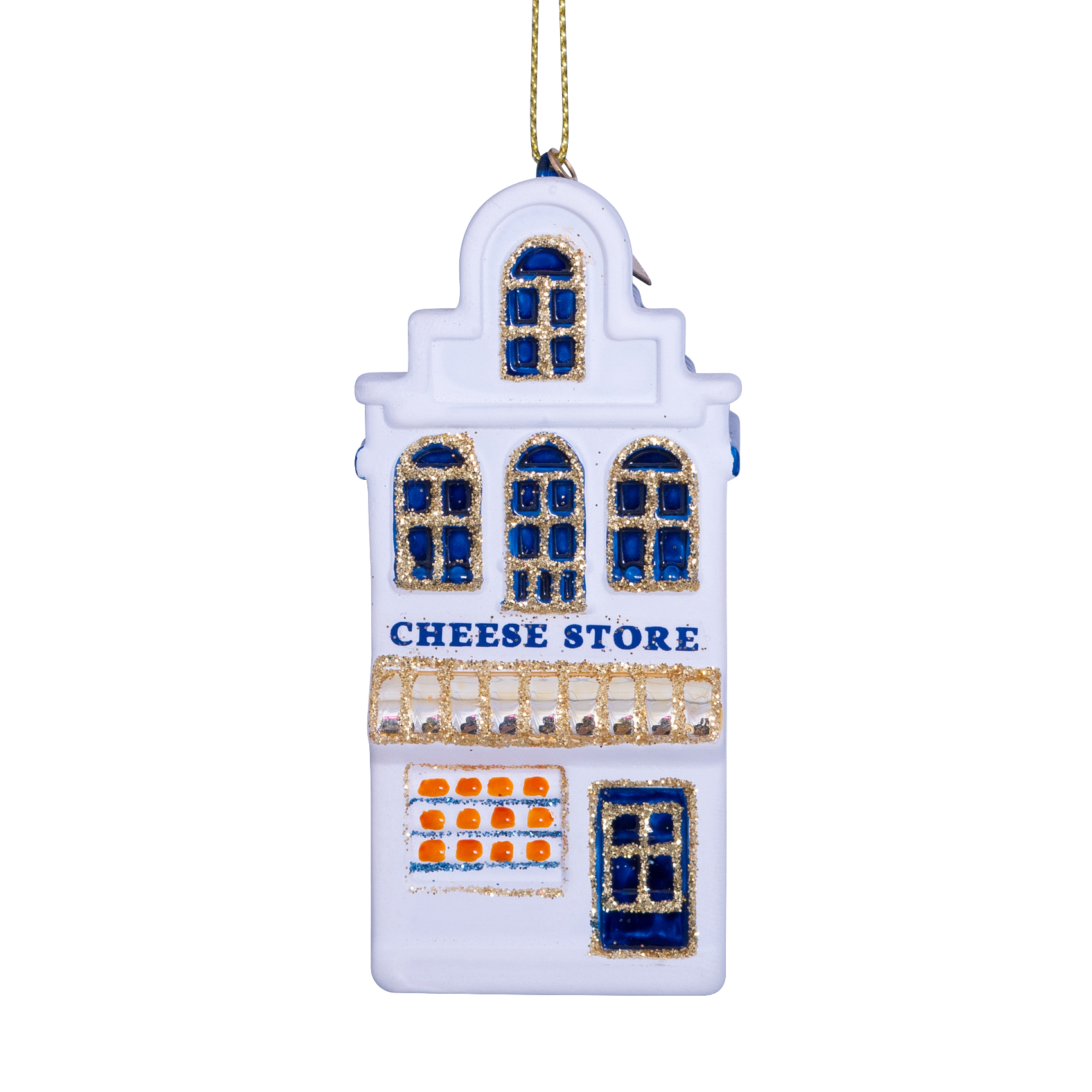 Ornament glass white canal house cheese store H8.5cm w/box