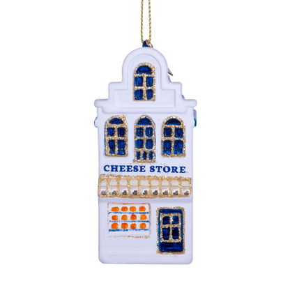 Ornament glass white canal house cheese store H8.5cm w/box