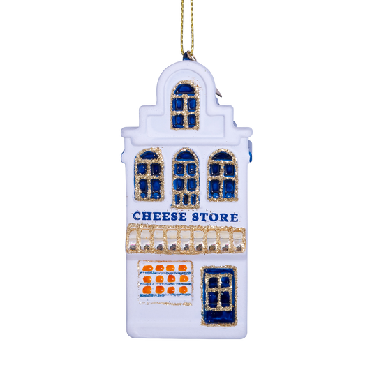 Ornament glass white canal house cheese store H8.5cm w/box