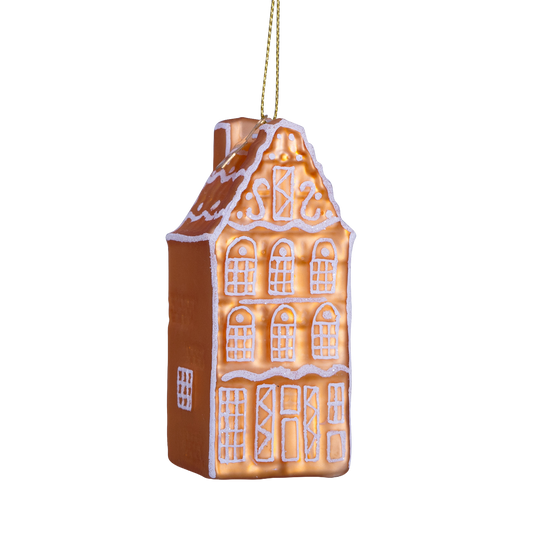 Ornament glass gingerbread canal house H8.5cm