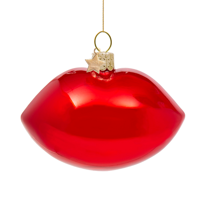 Ornament glass red opal sensual lips H6.5cm