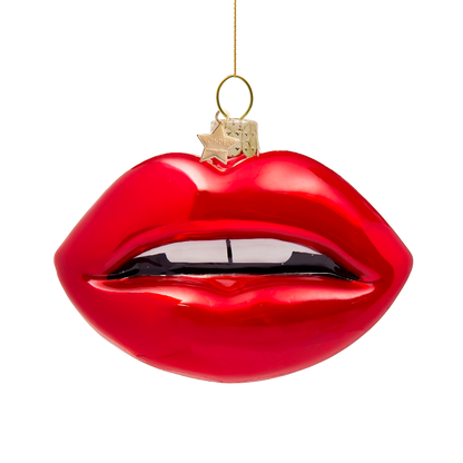 Ornament glass red opal sensual lips H6.5cm