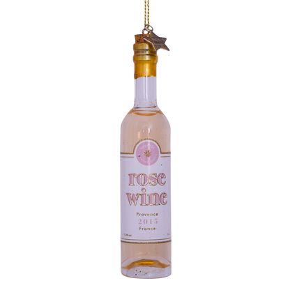 Ornament glass rose wine bottle H11cm