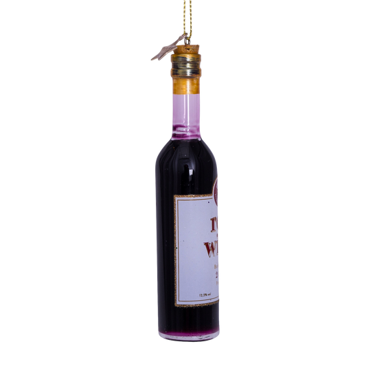 Ornament glass red wine bottle H11cm